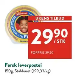 Jacobs Fersk leverpostei, NOK 29.9 tilbud