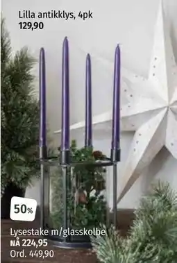 Nille Lysestake m/glasskolbe, NOK 224.95 tilbud