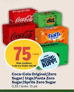 Coop Mega Coca-Cola Original/Zero Sugar/ Urge/Fanta Zero Sugar/Sprite Zero Sugar tilbud