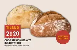 Coop Mega COOP STEINOVNSBAKTE RUNDSTYKKER, NOK 20 tilbud