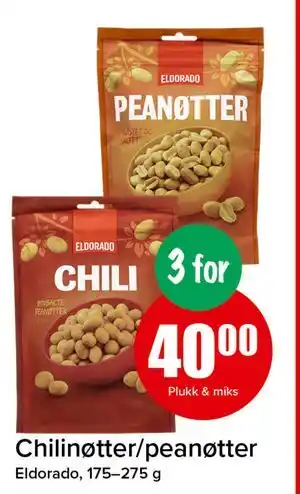 Chilinøtter/peanøtter, NOK 40
