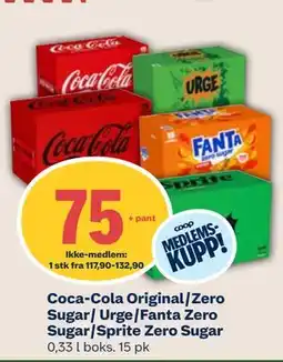 Coop Mega Coca-Cola Original/Zero Sugar/ Urge/Fanta Zero Sugar/Sprite Zero Sugar, Medlemspris tilbud