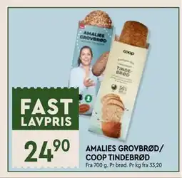 Coop Mega AMALIES GROVBRØD/ COOP TINDEBRØD, NOK 24.9 tilbud