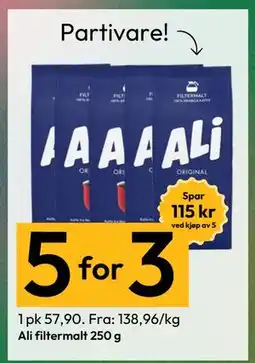 Gigaboks Ali filtermalt 250 g, NOK 5 tilbud