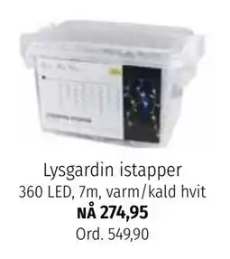 Nille Lysgardin istapper. 360 LED, 7m, varm/kald hvit, NOK 274.95 tilbud