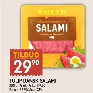 Coop Mega TULIP DANSK SALAMI, NOK 29.9 tilbud