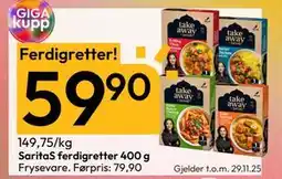 Gigaboks SaritaS ferdigretter 400 g, NOK 59.9 tilbud