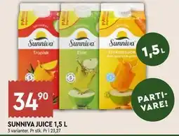 Coop Mega SUNNIVA JUICE 1,5 L, NOK 34.9 tilbud
