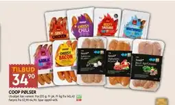 Coop Mega COOP PØLSER, NOK 34.9 tilbud