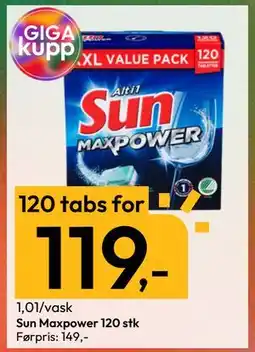 Gigaboks Sun Maxpower 120 stk, NOK 119 tilbud