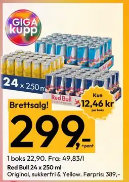 Gigaboks Red Bull 24 x 250 ml, NOK 299 tilbud