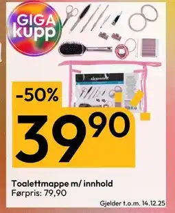 Gigaboks Toalettmappe m/ innhold, NOK 39.9 tilbud
