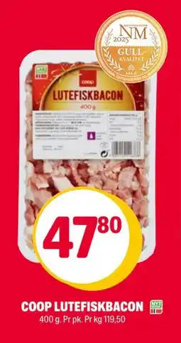Coop Extra COOP LUTEFISKBACON, NOK 47.8 tilbud