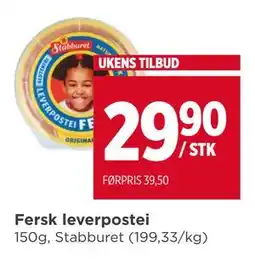 Meny Fersk leverpostei, NOK 29.9 tilbud
