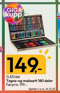 Gigaboks Tegne-og malesett 180 deler, NOK 149 tilbud
