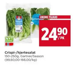 Meny Crispi-/hjertesalat, NOK 24.9 tilbud