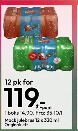 Gigaboks Mack julebrus 12 x 330 ml, NOK 119 tilbud