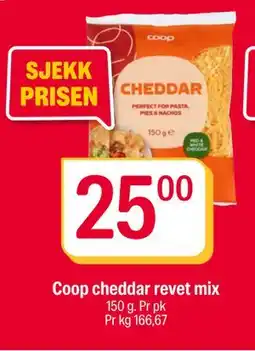 Coop Extra Coop cheddar revet mix, NOK 25 tilbud