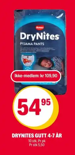 Coop Extra DRYNITES GUTT 4-7 ÅR, NOK 109.9, Medlemspris tilbud