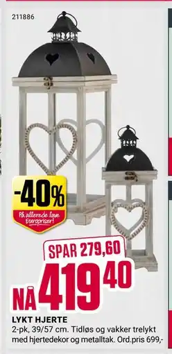 Europris LYKT HJERTE, NOK 419.4 tilbud
