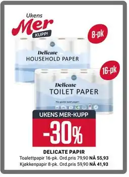 Europris DELICATE PAPIR tilbud
