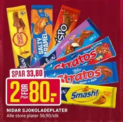 Europris NIDAR SJOKOLADEPLATER, NOK 80 tilbud