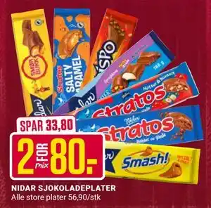 NIDAR SJOKOLADEPLATER, NOK 80