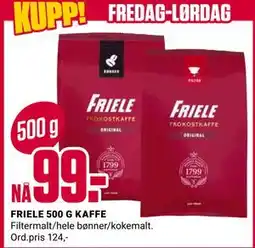 Europris FRIELE 500 G KAFFE, NOK 99 tilbud