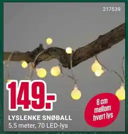 Europris LYSLENKE SNØBALL, NOK 149 tilbud