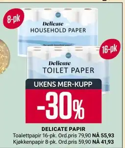 Europris DELICATE PAPIR, App-pris tilbud