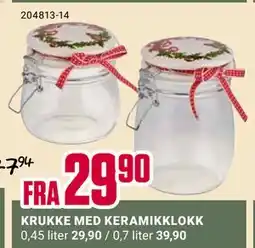 Europris KRUKKE MED KERAMIKKLOKK tilbud