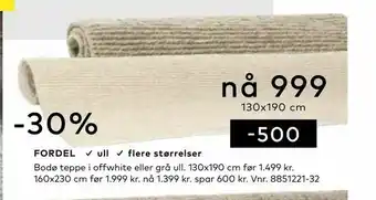 Skeidar Bodø teppe i offwhite eller grå ull tilbud