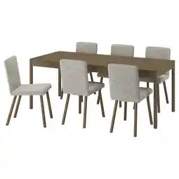 IKEA Tonstad / tonstad Bord og 6 stoler, brun eikefiner/viarp beige/brun brun eikemønstret, 200x85 cm tilbud