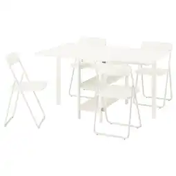 IKEA Vihals / vihals Bord og 4 stoler, klaffebord hvit/sammenleggbar hvit, 39/95/151x90 cm tilbud