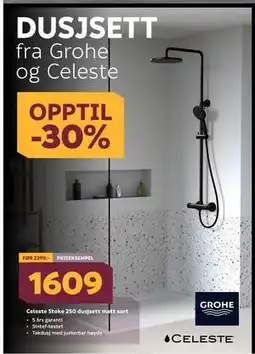 Megaflis Celeste Stoke 250 dusjsett matt sort, NOK 1609 tilbud