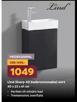 Megaflis Lind Sharp 40 baderomsmøbel sort, NOK 1049 tilbud