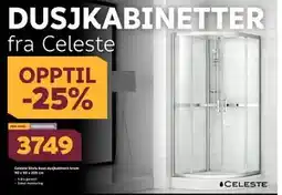 Megaflis Celeste Silvia buet dusjkabinett krom 90 x 90 x 205 cm, NOK 3749 tilbud