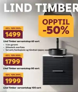 Megaflis Lind Timber servantskap 60 sort tilbud