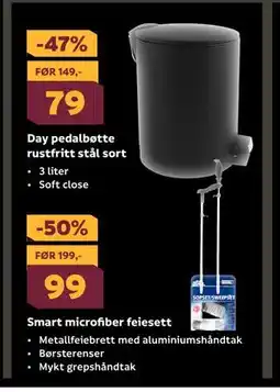 Megaflis Day pedalbøtte rustfritt stål sort, NOK 79 tilbud