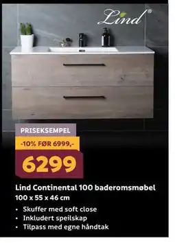 Megaflis Lind Continental 100 baderomsmøbel, NOK 6299 tilbud