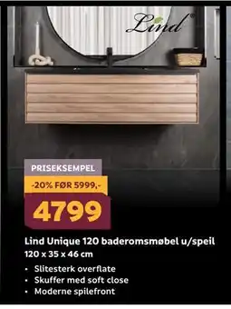 Megaflis Lind Unique 120 baderomsmøbel u/speil, NOK 4799 tilbud