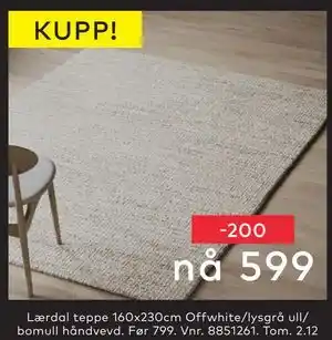 Lærdal teppe 160x230cm, NOK 599