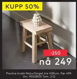 Skeidar Pauline krakk Naturfarget tre H35cm, NOK 249 tilbud