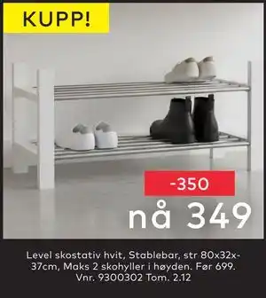 Skeidar Level skostativ hvit, NOK 349 tilbud