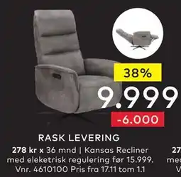 Skeidar Kansas Recliner med eleketrisk, NOK 9999 tilbud