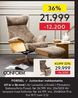 Skeidar Air Lenestol, NOK 21999 tilbud