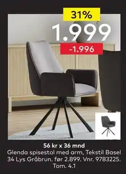 Skeidar Glenda spisestol, NOK 1999 tilbud