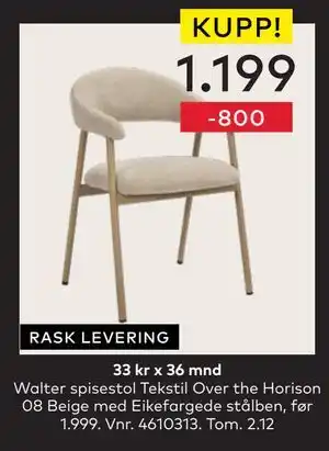 Skeidar Walter spisestol, NOK 1199 tilbud