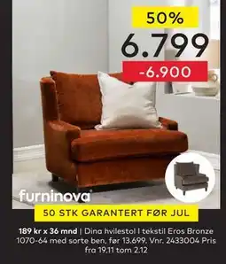 Skeidar Dina hvilestol, NOK 6799 tilbud