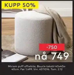 Skeidar Miriam puff, NOK 749 tilbud